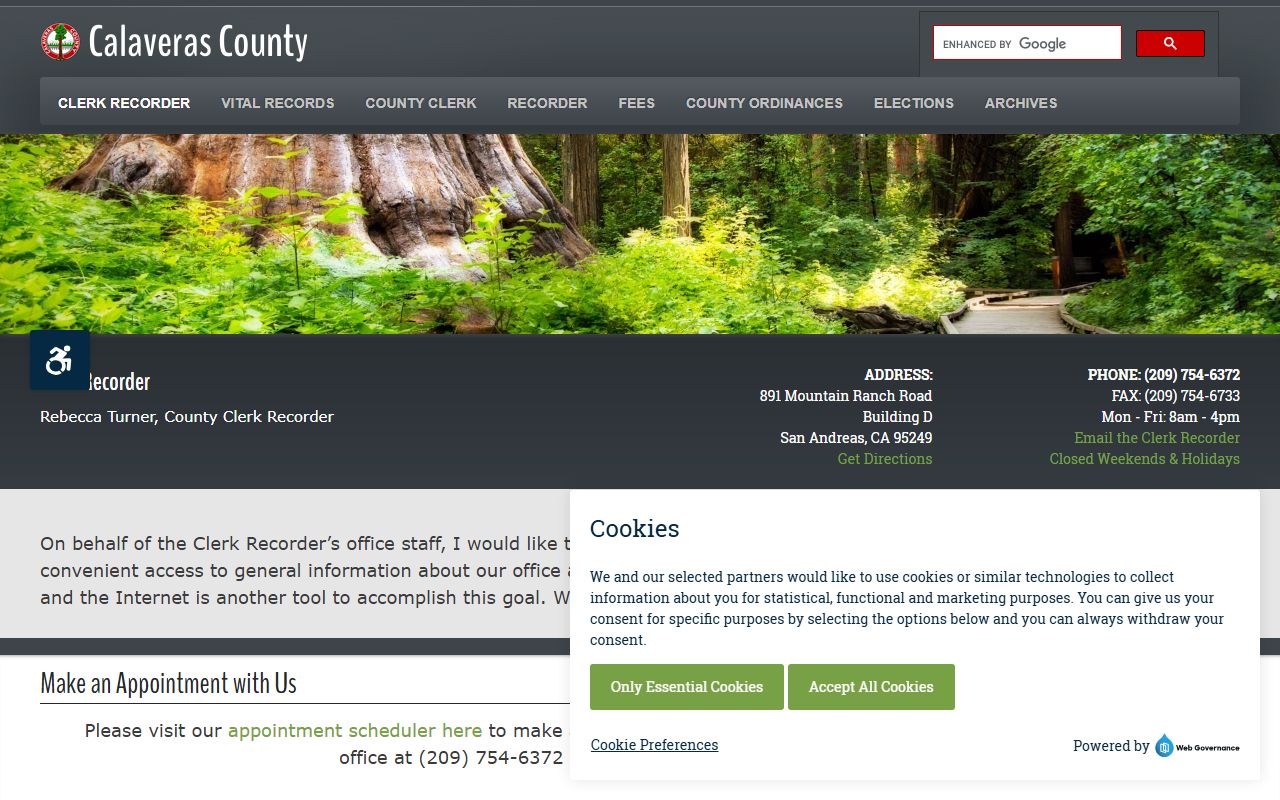 Calaveras County Clerk-Recorder homepage