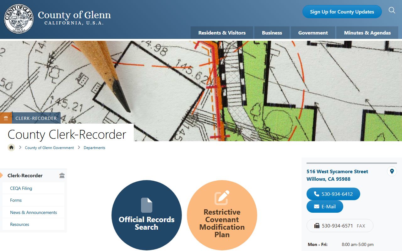 Glenn County Clerk-Recorder homepage