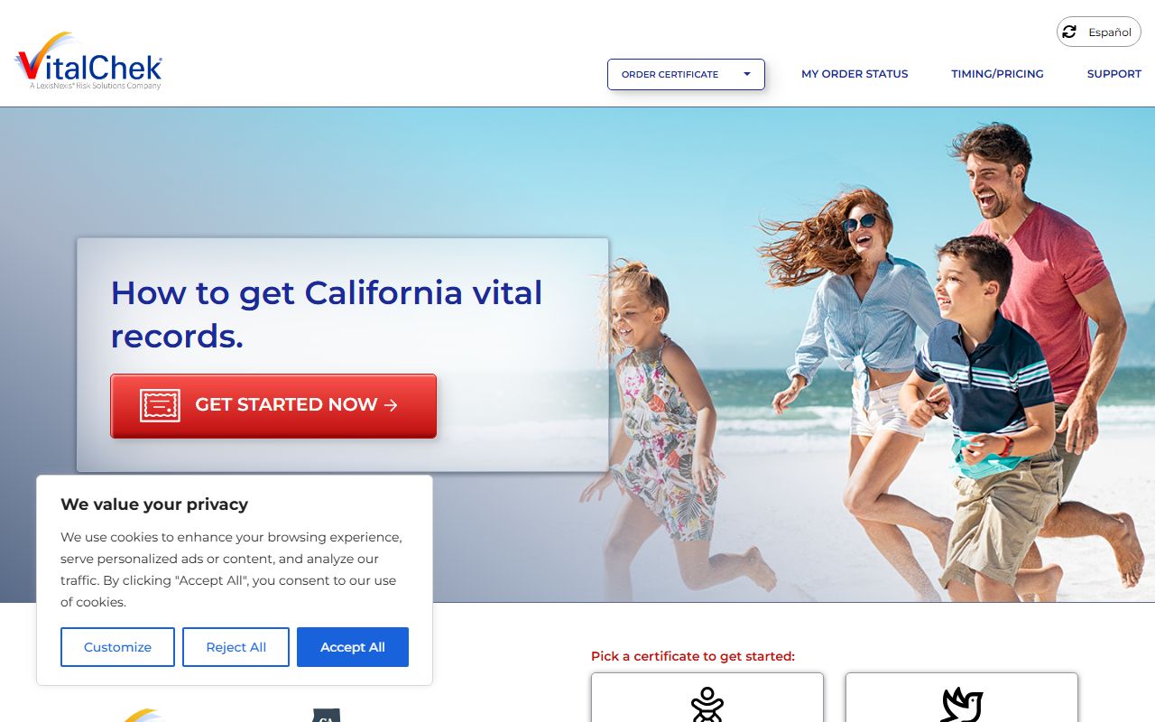 VitalChek California vital records ordering portal